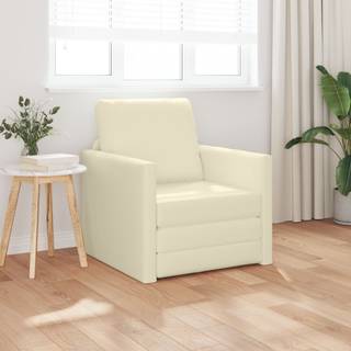 Gulvsovesofa med pude Creme 74 x 77 x 81 cm Kunstlæder