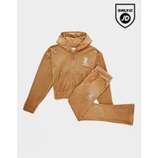 JUICY COUTURE Girls' Crop Full Zip Flare Tracksuit Junior, Tan - 12-13Y