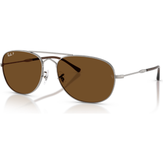 Ray - Ban Unisex RB3735 BAIN BRIDGE 004/57 Solbriller Metal Grå Brun Pilot Polariseret