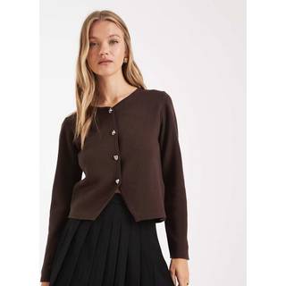 Only - Onlscarlett Ls Button Cardigan Knt - 4869112 Chocolate Torte Silver Button