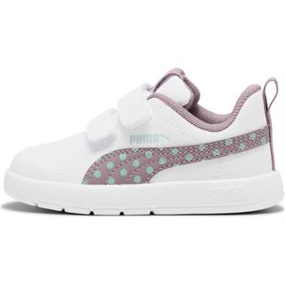 PUMA Courtflex V3 Dotty Sneakers Toddlers, Shoes, White/Plum Jam/Light Moss, 24