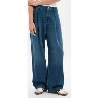 Jeans med brede ben med læg