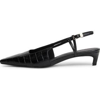 Croco-Print Slingback Kitten Heels With Leather