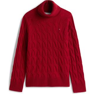 Tommy Hilfiger Tommy Hilfiger Red Cable Knit Soft Wool Relaxed Jumper