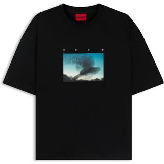 T-shirt i bomuldsjersey med sort sol-print