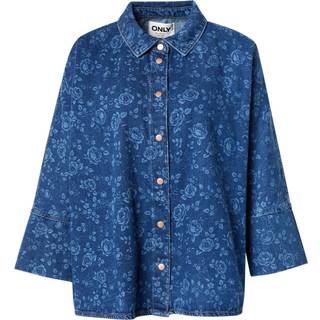 Only - Onlgrace 3/4 Shirt Rose Pim - 4801399 Medium Blue Denim Roses