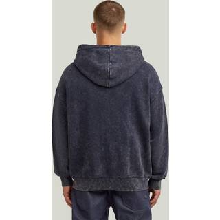 Washed Loose Full Zip Hoodie - Dark blue - Men