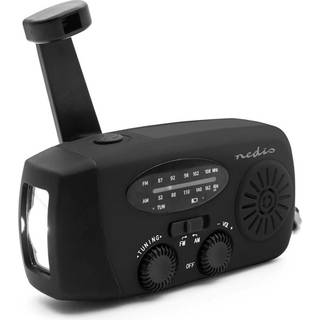 Nedis - Nødradio | Borddesign | AM / FM | Powerbank funktion | Accu drevet / Håndsving / USB Drevet | Sort - RDFMCR2000BK