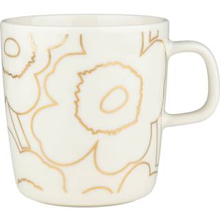 Marimekko Piirto Unikko Kop 4 dl, hvid/guld