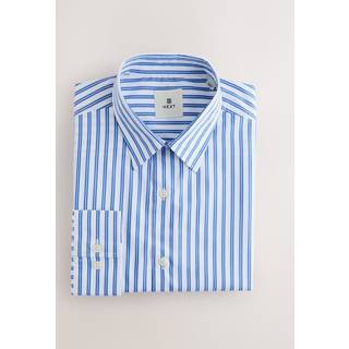 Next Blue 100% Cotton Smart Stripe Shirt with Cut Away Collar - X-Small