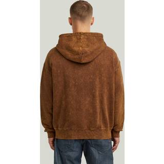 Washed Loose Full Zip Hoodie - Brown - Men