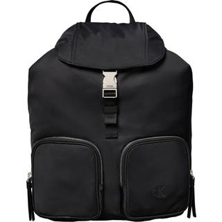 Soft Satin Nylon Flap Backpack - Black - One Size