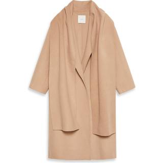 Wool Blend Scarf Coat - Beige - L