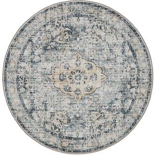 ATLAS Blå Vaskbart Tæppe - Rund / ø 120 cm / Blå