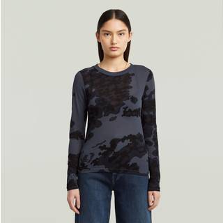 Allover Print Slim T-Shirt - Multi color - Women