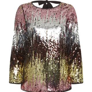 Yours Curve Yours Curve Pink London Multi Bow Back Sequin Ombre Top