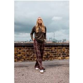 Lts Tall Burgundy Red Checked Wide Leg Trousers Size Ex Long > 14 - Ex Long 14