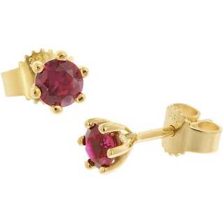 trendor 68690 Damen-Ohrringe Gold 333/8K Ohrstecker mit synth. Rotem Korund