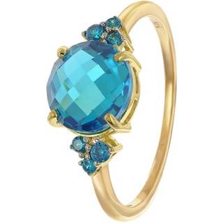 trendor 28090 Damenring 925 Silber Vergoldet mit Synthetischem Blautopas