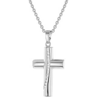 trendor 28569 Damen-Kette Kreuz 925 Silber Rhodiniert