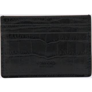 Tom Ford Croc-effect leather card holder - black - One Size