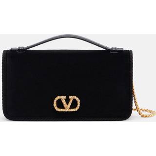 Valentino Garavani VLogo Mini velvet crossbody bag - black - One Size