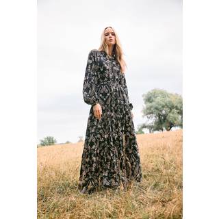 Lts Tall Black Paisley Tie Waist Maxi Dress Size 12