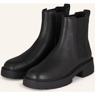 Leather Chunky Square Toe Chelsea Boots - Black - EU 40