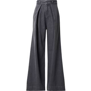 Jeans med bælte og brede ben med læg