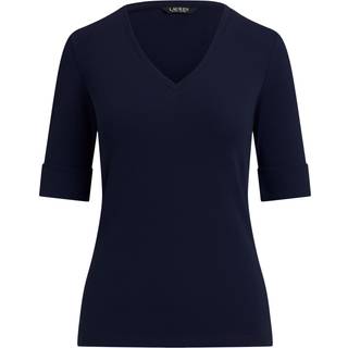 Lauren Ralph Lauren Lauren Ralph Lauren Judy Stræk Bomuld V-hals Albue Jersey T-shirt