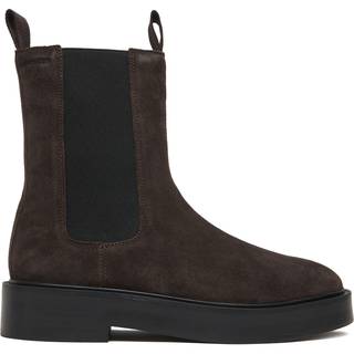 Suede Stacked Heel Chelsea Boots - Black - EU 37