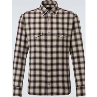 Tom Ford Checked cotton-blend shirt - brown - EU 39