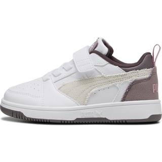 PUMA Rebound V6 Lo Mid-90s Sneakers Kids, Shoes, White/Vapor Gray/Plum Jam, 34.5