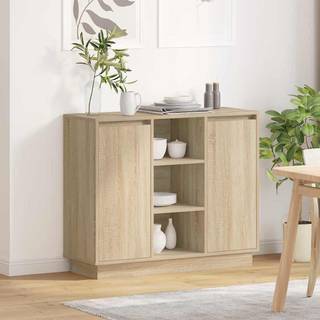 LED Sideboard med dør Sonoma eg 90 x 32 x 75 cm Konstrueret træ