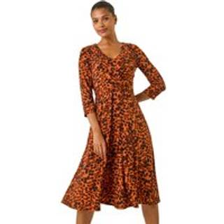 Roman Roman Brown Spot Wrap Bodice Dress - EU 38 (UK 10)