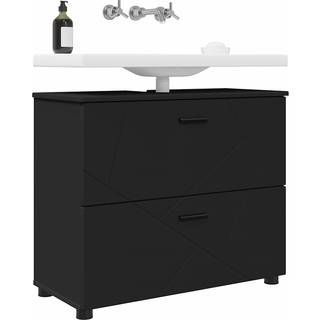 Badeværelsesskab Sort 76,5 x 35 x 64 cm Konstrueret træ & Metal