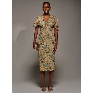 Jolie Moi Jolie Moi Green Angel Sleeve Mesh Bodycon Dress - EU 38 (UK 10)