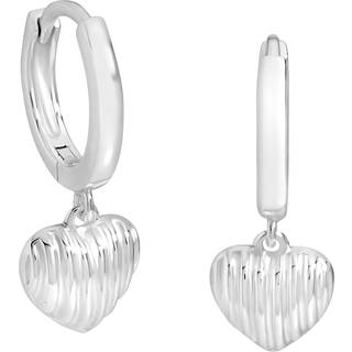 Simply Silver Simpelthen'sølvpolerede rillede puf-hjerte-øreringe