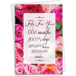 Nobleworks - 55. bryllupsdagskort med konvolut - Par gift i 55 ?rs milep?lsfejring af ?gteskab (1 kort) - ?rstid 55 C9452MAG