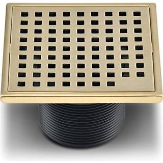 QM fyrkantig duschavloppsgaller gjord av rostfritt stål marin 316 och bas gjord av ABS Lagos -serien Mira Line 4 tum Satin Gold Finish Kit Inklud