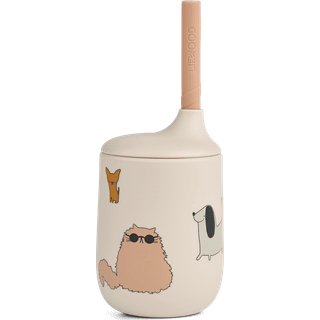Liewood Ellis printed sippy cup tudkop med sugerør 23 cl Cats and Dogs-Sandy