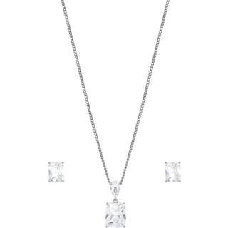 Jon Richard Jon Richard Silver Rhodium Plated Crystal Open Stone Pendant Set Gift Box