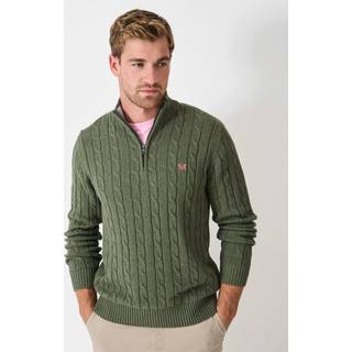 Crew Clothing Crew Clothing Green Oarsman Cable Half Zip Jumper