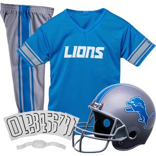 Franklin Sports Detroit Lions brnefodbolduniformst - NFL ungdomsfodboldkostume til drenge og piger - st inkluderer hjelmtrje og bukser - stor