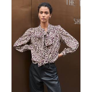 Baukjen Baukjen Purple Ischia Printed Bow Neck Blouse