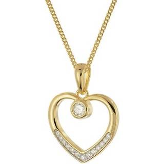 trendor 28430 Damen-Halskette 925 Silber Vergoldet Mit Zirkonia-Herz