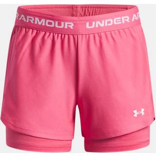 Under Armour Tech™ Play Up Girls' 2-in-1 Shorts Super Pink / Super Pink / White YLG (149 - 160 cm)