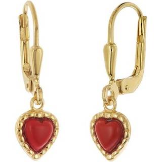 trendor 28590 Kinder-Ohrringe Gold 333/8K Ohrhänger Mit Roten Herzen