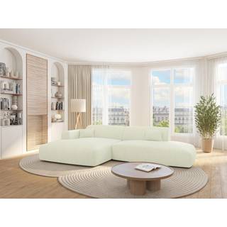 Åben venstrevendt hjørnesofa i offwhite fløjlskord ribfløjl i hvid POGNI af Maison Céphy