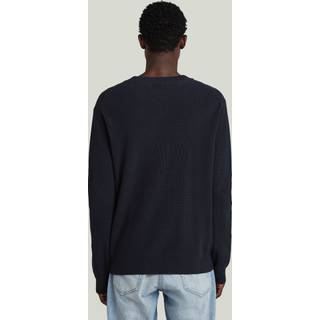 Structure Ribbed Knit Pullover - Dark blue - Men